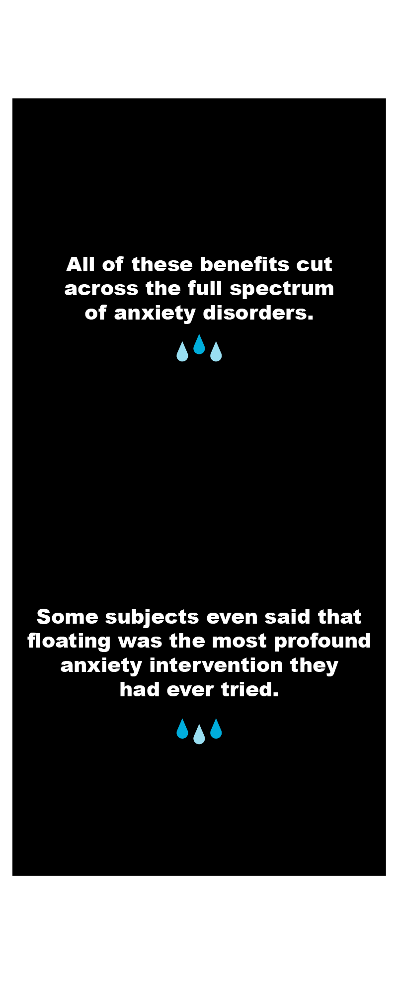 Floating was reported as the most beneficial treatment for anxiety in some subjects.