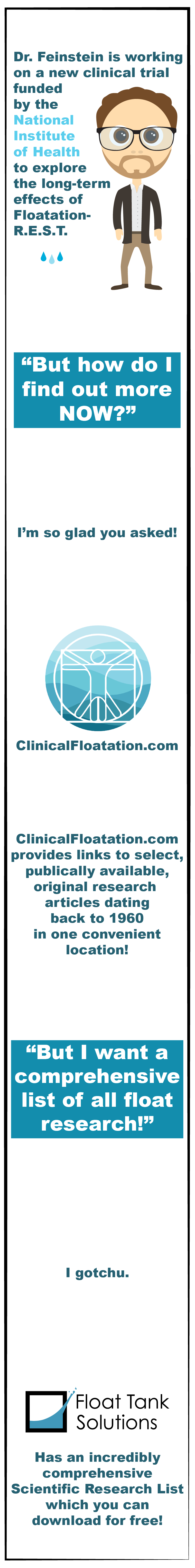 Dr. Feinstein is working on a new clinical trial funded by NIH. Find out more at clinicalfloatation.com