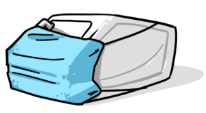 a float tank wearing a mask